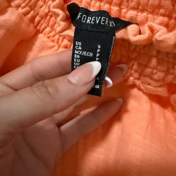 Forever 21 Orange Smocked Long Sleeve Blouse - Picture 2 of 2